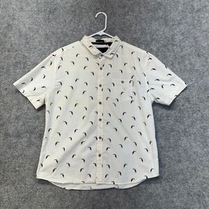 Soul Star Toucan Print Shirt Mens Size Medium White Short Sleeve Cotton